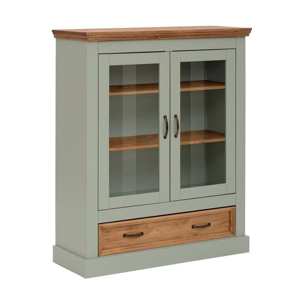 Svetlo zelena vitrina iz masivnega bora 100x120 cm Selma – Støraa-image-2