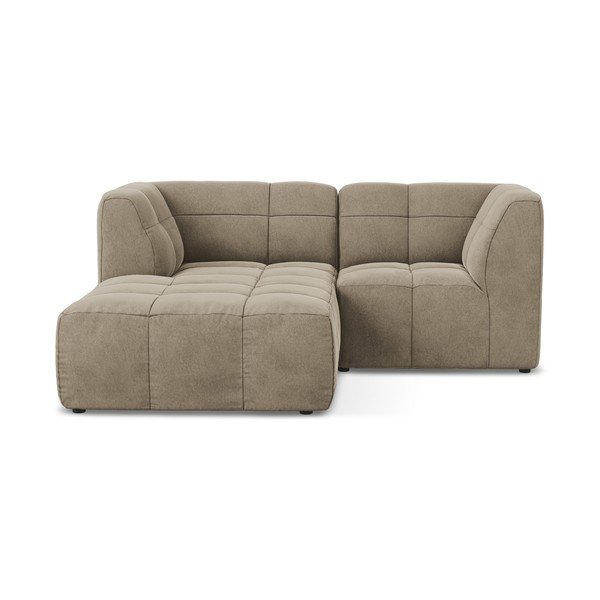 Rjava žametna kotna sedežna garnitura (levi kot/z ležalnikom) Aloha – Makamii