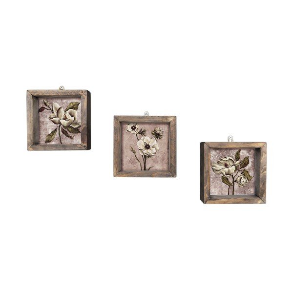 Komplet 3 stenskih slik Vintage, 15 x 15 cm
