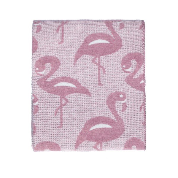 Roza odeja z mešanico bombaža Flamingo, 180 x 220 cm-image-1