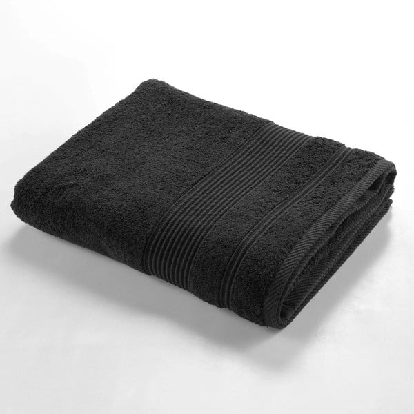 Črna frotirna bombažna brisača 90x150 cm Tendresse – douceur d'intérieur
