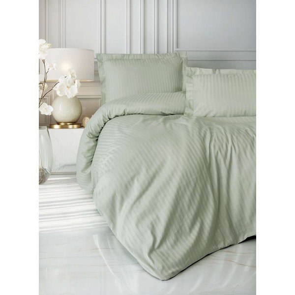Žajbljevo zelena enojna posteljnina 200x140 cm Stripe  – Mijolnir-image-1