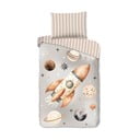 Sivo-bež enojna bombažna otroška posteljnina 140x200 cm Explore – Good Morning