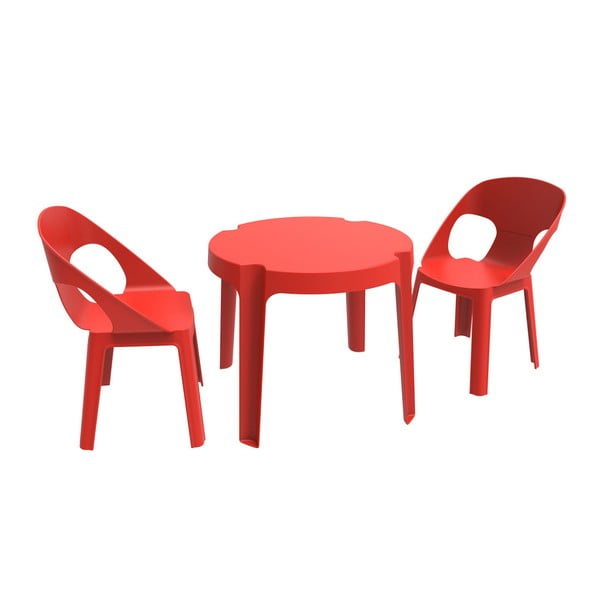 Rdeča otroška vrtna garnitura 1 miza in 2 stola Resol Julieta