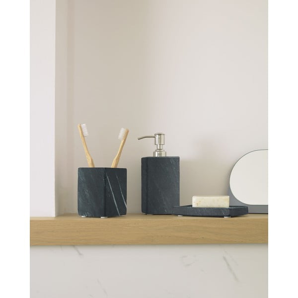 Temno siv marmorni lonček za zobne ščetke Aixa – Kave Home-image-1