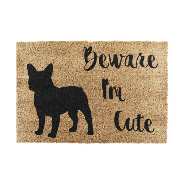 Predpražnik iz kokosovih vlaken 40x60 cm Beware I'm Cute French Bulldog – Artsy Doormats