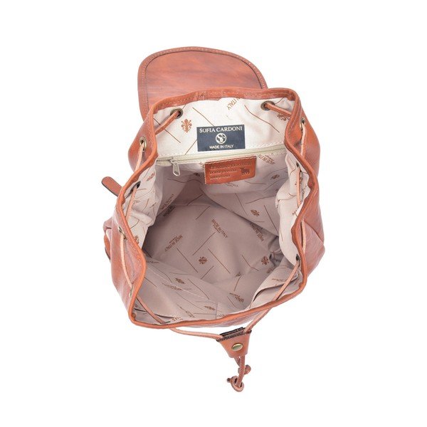 Konjak rjav usnjen nahrbtnik Sofia Cardoni Cindy-image-3