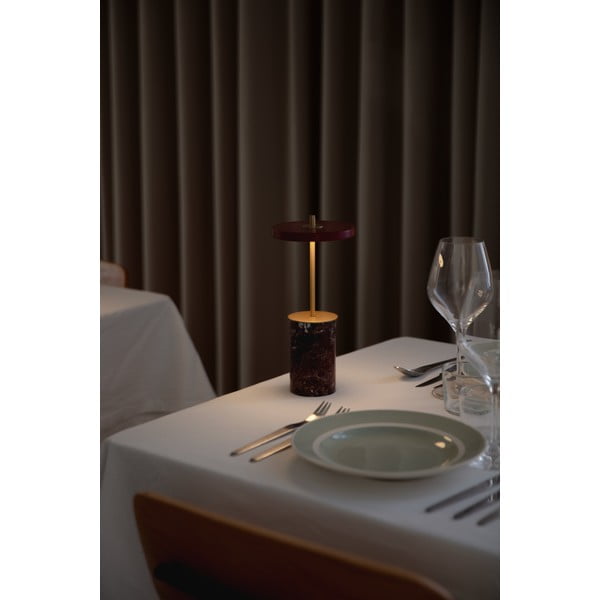 Rdeča marmorna LED zatemnitvena namizna svetilka s kovinskim senčnikom (višina 25,5 cm) Asteria Move Mini – UMAGE-image-4