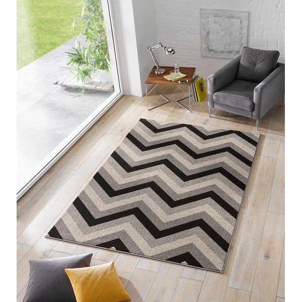 Črna preproga Chateau Chevron, 70x140 cm-image-1