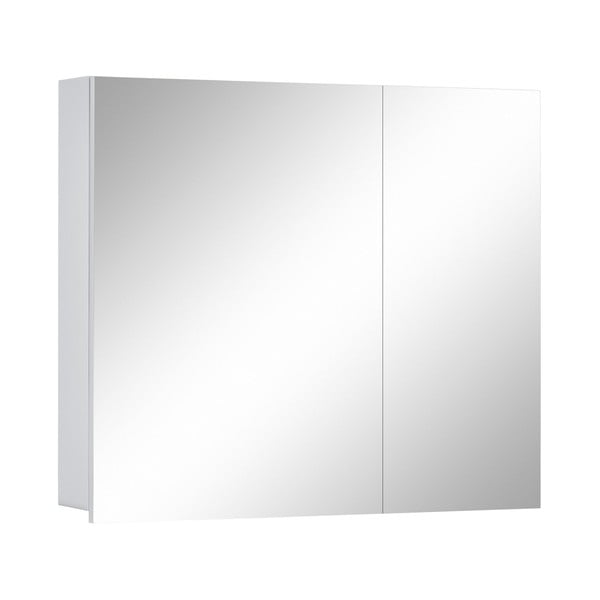Bela stenska kopalniška omarica z ogledalom Støraa Wisla, 80 x 70 cm