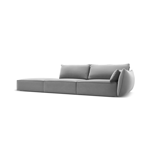 Svetlo siva žametna sedežna garnitura desni kot 264 cm Vanda – Mazzini Sofas-image-2