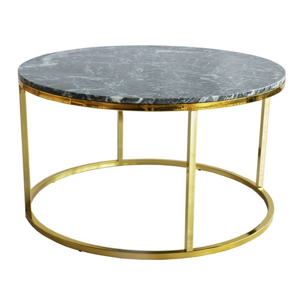 Zelena marmorna mizica z zlatim podstavkom RGE Accent, ⌀ 85 cm