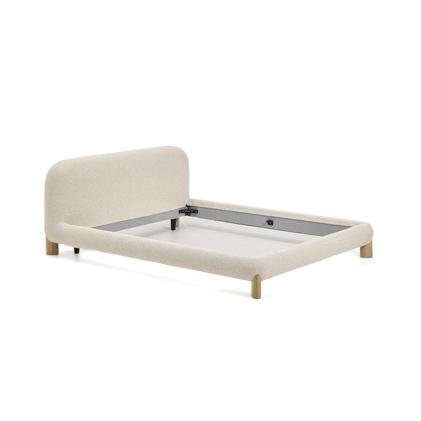 Bež oblazinjena zakonska postelja brez letvenega dna 180x200 cm Odina – Kave Home-image-2