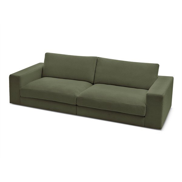 Zelena sedežna garnitura iz rebrastega žameta 274 cm Leonard – Bobochic Paris-image-4