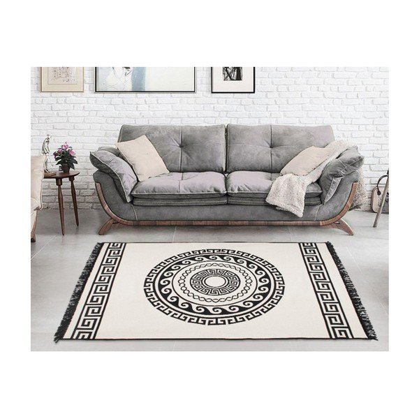 Bež in črna obojestranska preproga Mandala, 120 x 180 cm-image-4