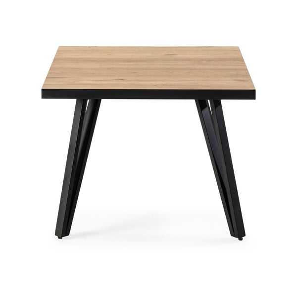 Črna/naravna mizica z mizno ploščo v hrastovem dekorju 60x60 cm Sindi – Marckeric-image-2