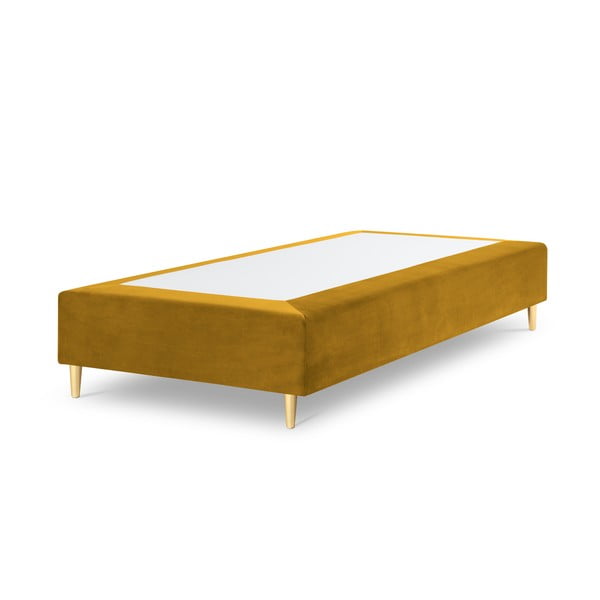 Gorčično rumena žametna postelja Milo Casa Lia, 90 x 200 cm