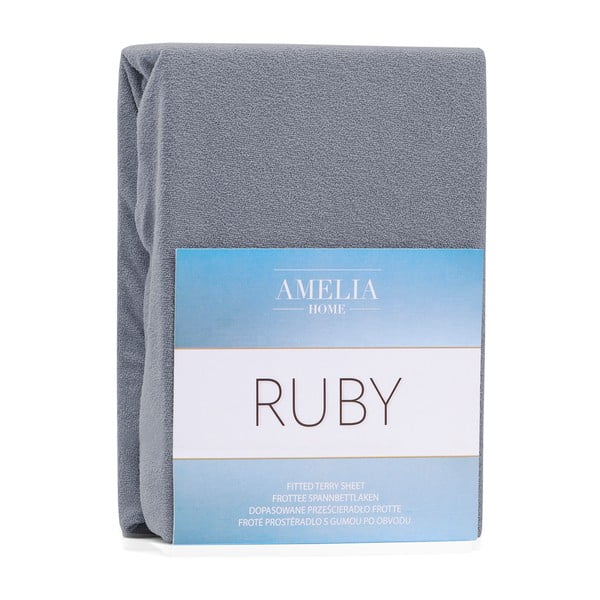 Siva napenjalna rjuha iz frotirja 180x200 cm Ruby – Restilo-image-1