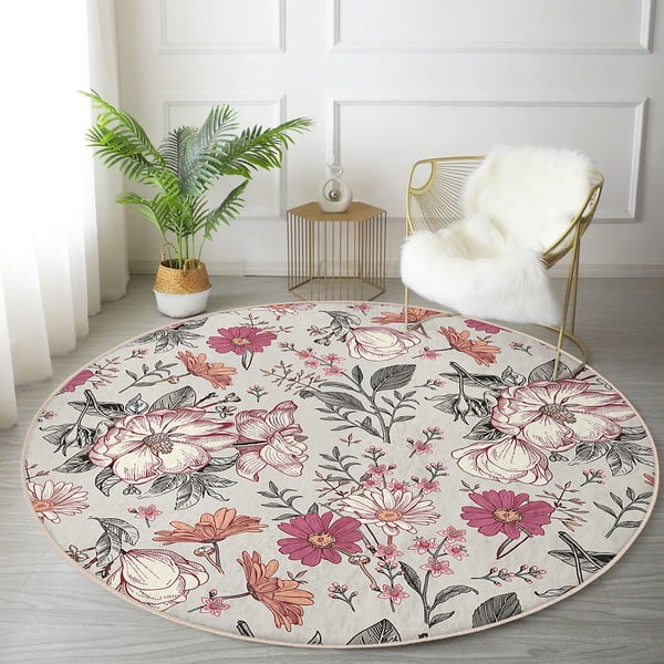 Pralna okrogla preproga primerna za robotski sesalnik ø 80 cm Comfort – Mila Home-image-3