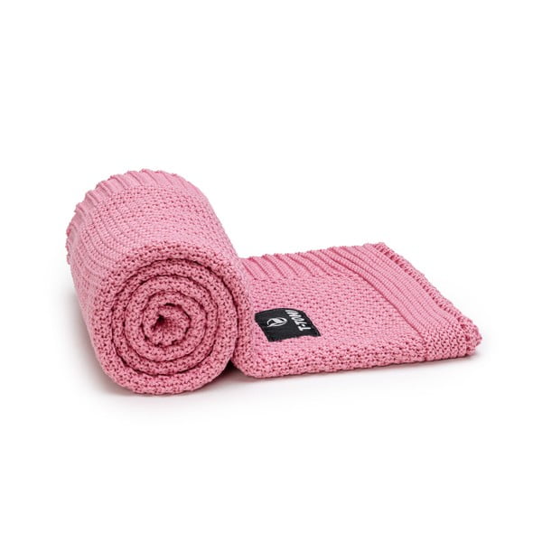 Rožnata bombažna pletena otroška odeja 80x100 cm Spring – T-TOMI