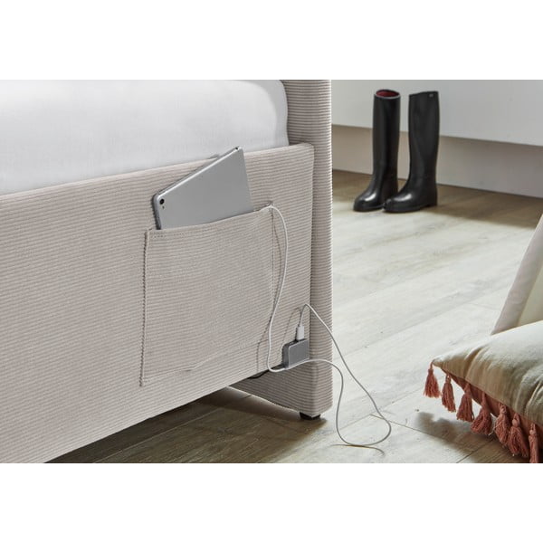 Bež oblazinjena kotna otroška postelja brez letvenega dna 90x200 cm Cool – Meise Möbel-image-3