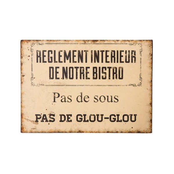 Kovinski znak Antic Line Réglement Bistro