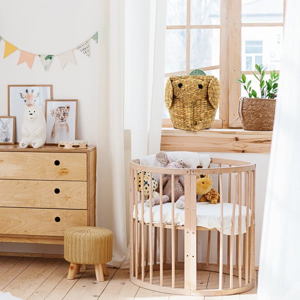 Otroška škatla za shranjevanje iz vodne hijacinte v naravni barvi ø 30x35 cm Elephant – Compactor-image-1