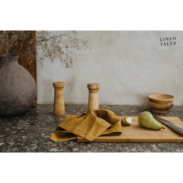 Lanena kuhinjska krpa 65x65 cm Amber Bronze Stripes – Linen Tales-image-2