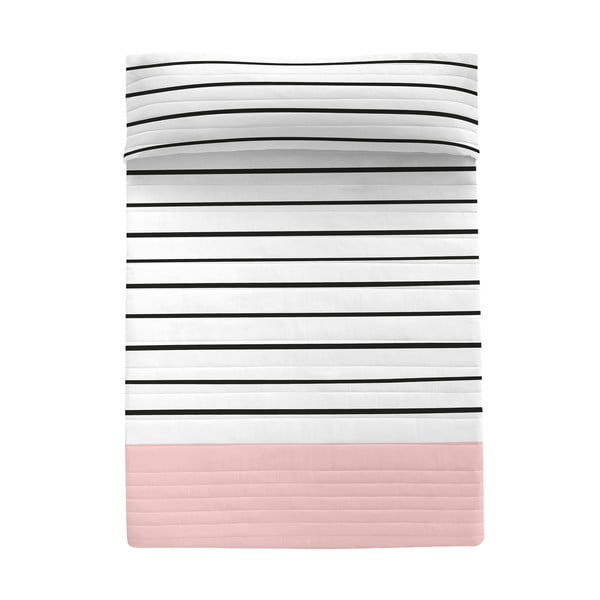 Črno/belo/rožnato bombažno prešito pregrinjalo 180x260 cm Blush – Blanc