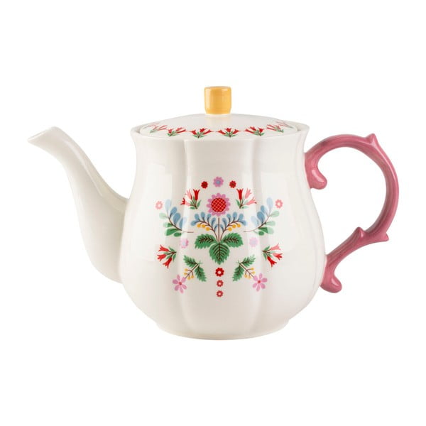 Beli porcelanski čajnik s cvetličnim motivom Creative Tops, 1,4 l