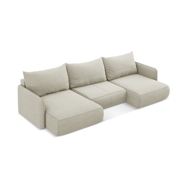 Kremno bela raztegljiva/s prostorom za shranjevanje kotna sedežna garnitura Nanea – Makamii-image-3