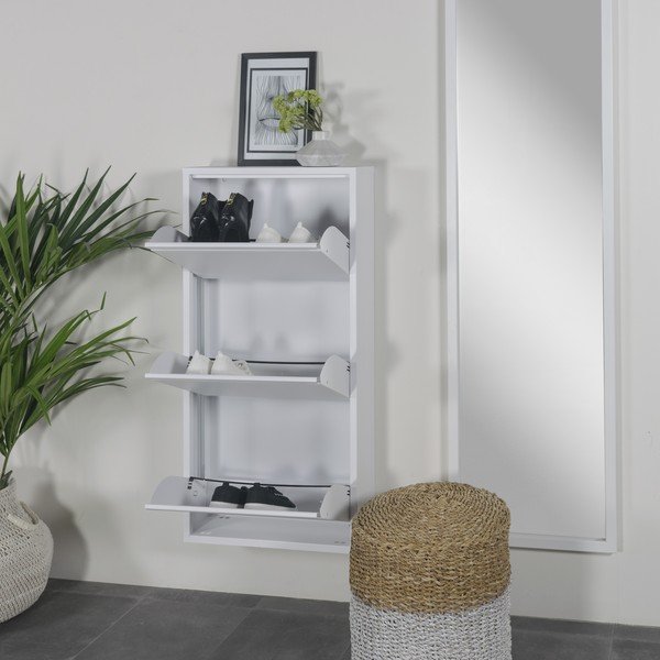 Bela kovinska preklopna omarica za čevlje 50x103x15 cm Billy – Spinder Design-image-1