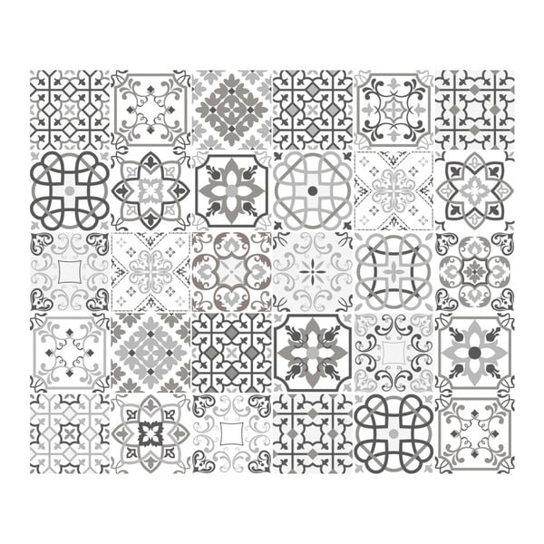 Komplet 30 stenskih nalepk Ambiance Cement Tiles Shade of Gray Bari, 10 x 10 cm-image-1