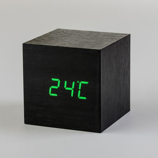 Zelena LED budilka Cube Click Clock, črna-image-1