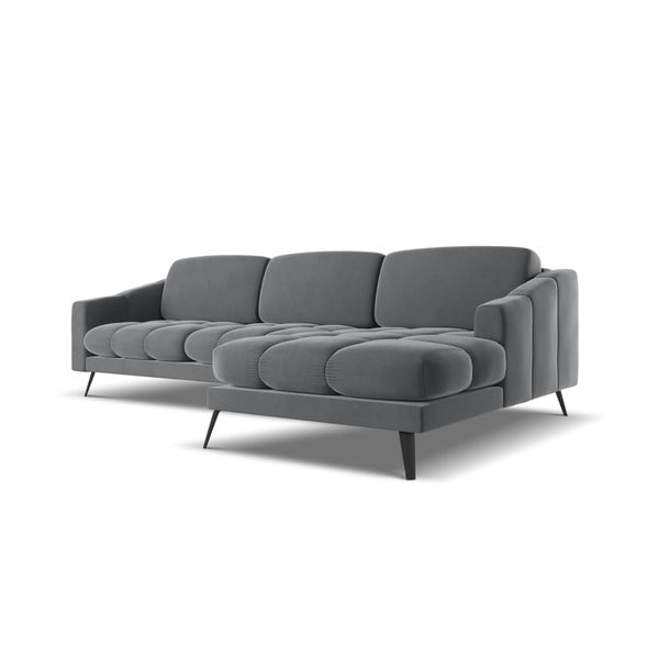 Siva žametna kotna sedežna garnitura (desni kot) Nalu – Makamii-image-3