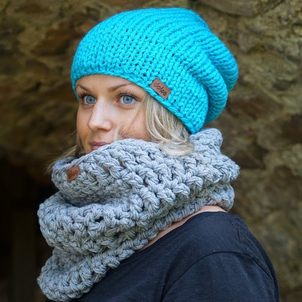 Ročno pletena kapa DOKE Blue Beanie-image-2