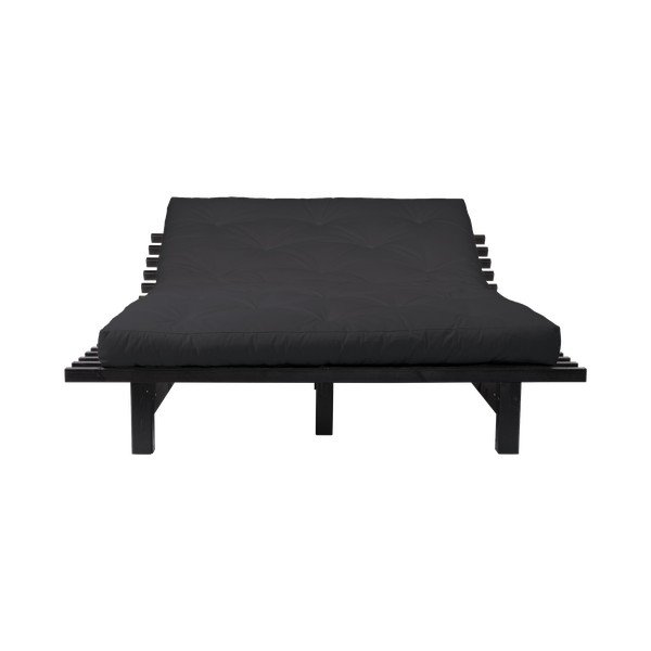 Dvoposteljna postelja iz borovega lesa z ležiščem Karup Design Blues Double Latex Black/Black, 140 x 200 cm-image-1