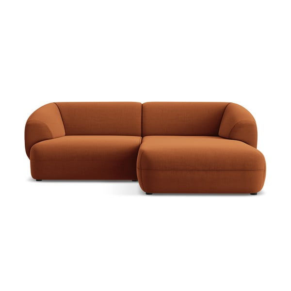 Oranžna žametna kotna sedežna garnitura (desni kot) Moana – Makamii