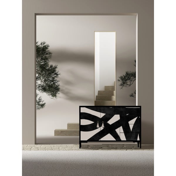 Črna/bež nizka komoda 113x84 cm Wilma – Really Nice Things-image-1
