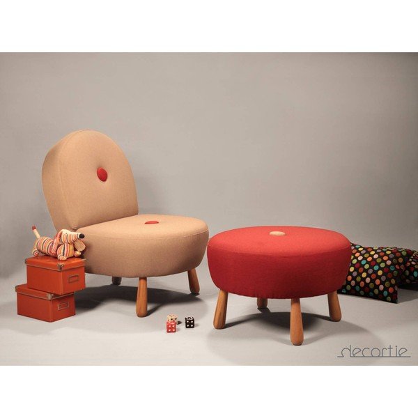 Stolček Dodue Pouf, smetana/rdeča-image-2