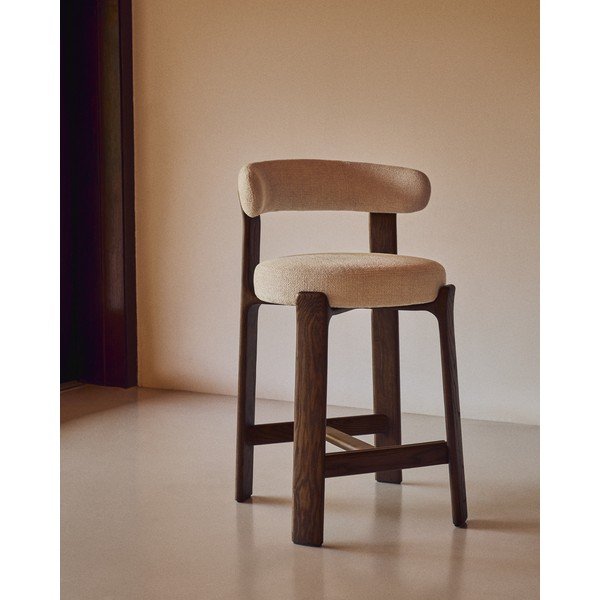 Barski stol iz masivnega jesena v bež in temni naravni barvi (višina sedeža 65 cm) Granite – Kave Home-image-1