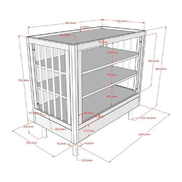 Bela otroška komoda iz masivne bukve s previjalnim pultom 100x95x55 cm Forrest – Vipack-image-3