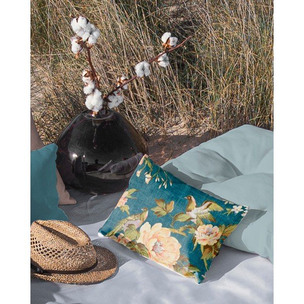 Petrolej modra okrasna blazina Tierra Bella Birds, 50 x 35 cm-image-1