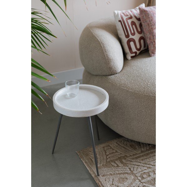 Okrogla stranska mizica z marmorno mizno ploščo ø 33 cm Karrara – White Label-image-1