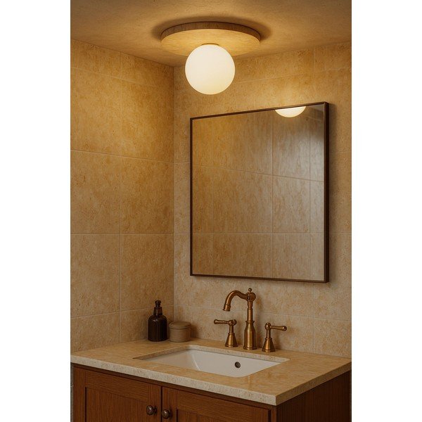 Bež lončena stropna svetilka s steklenim senčilom ø 12 cm Hilde – Opviq lights-image-3