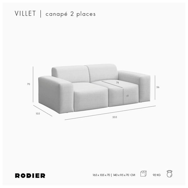 Bež sedežna garnitura 205 cm Villet – Rodier-image-4