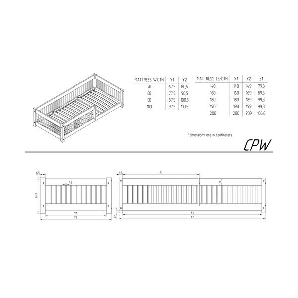 Otroška postelja iz masivnega bora 90x160 cm Mila CPW – Adeko-image-3