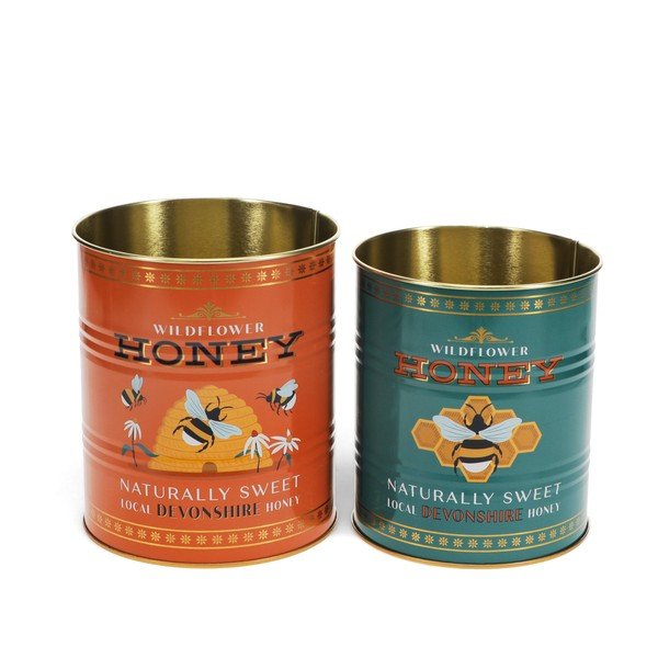 Dekorativne škatle za shranjevanje v kompletu 2 ks iz kositra ø 11x13 cm Honey – Rex London