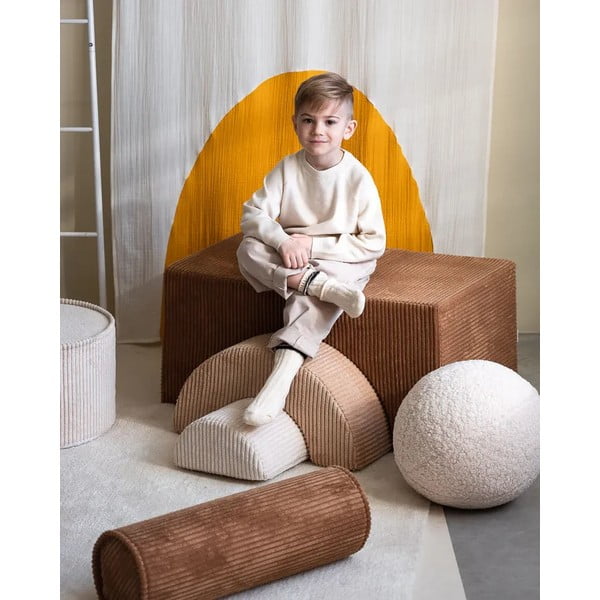 Rjava otroška sedežna blazina iz rebrastega žameta Roll – Wigiwama-image-2