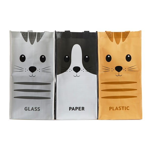 Plastične vrečke za ločevanje odpadkov v kompletu 3 ks 3x20 l Meow – Balvi